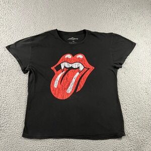 The Rolling Stones Graphic T-Shirt Women XXL Black Vampire Tongue Logo Tee